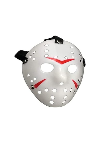 Beyaz Renk Kırmızı Çizgili Tam Yüz Hokey Jason Maskesi Hannibal Maskesi - Zmff-52836 18