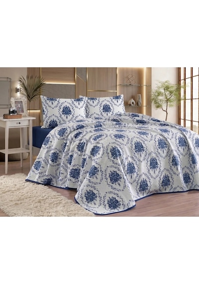 Organic Cotton Battal Pike Takımı Çift Kişilik Lastikli Çarşaflı Set Coco Navy