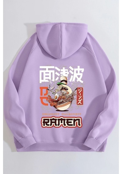 Uyguntarz Unisex Ramen Baskılı Sweatshirt Lila