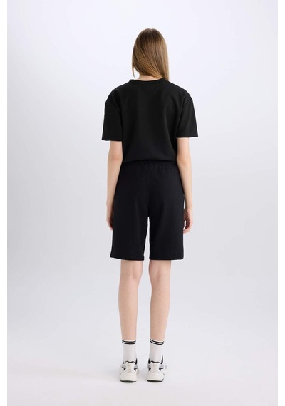 DeFacto Regular Fit Normal Bel Düz Paça Bermuda Şort W9369AZ25SMBK27 Siyah