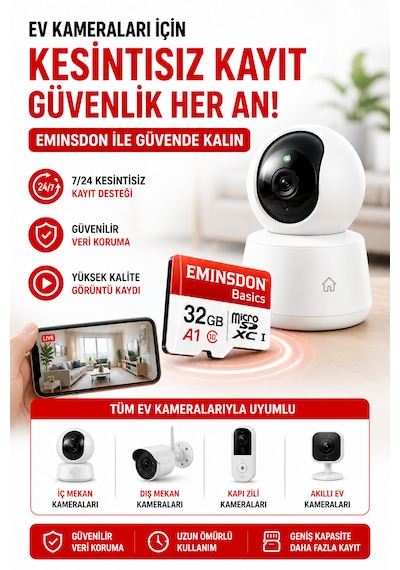 32gb 2xadet Hafıza Kartı Mini Kamera Ev Araç Güvelik Kamerası Uyumlu Telefon Micro Sd