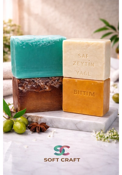 Soft Craft El Yapımı Doğal Orkide Vanilya Saf Zeytinyağlı Bıttım Sabun Seti 4'lü