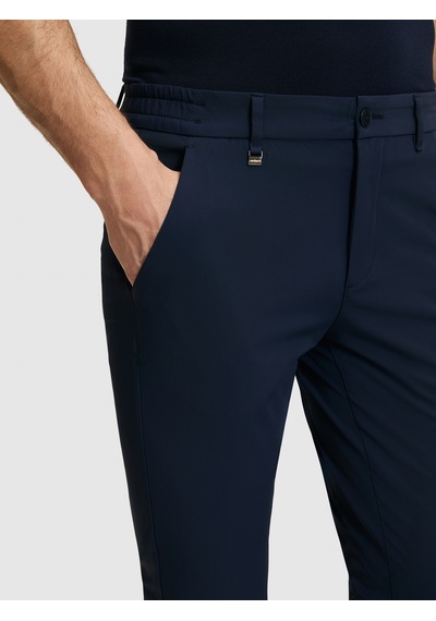 Cacharel Lacivert Slim Fit Beli Lastikli Kanvas Pantolon