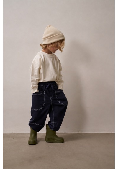 Cep Detaylı Unisex Kot Pantolon Lacivert