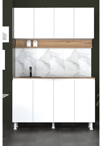 140 Cm Venda Mutfak Dolabı, Mini Mutfak Dolabı, Çok Amaçlı Dolap Beyaz