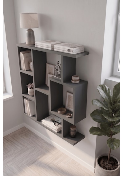 Reyo Enda Home Yegane Duvar Rafı, Duvar Kitaplığı, Dekoratif Kitaplık, Zeminde veya Duvarda Kullanıma Uygun Antrasit Reyo Enda Home Yegane Duvar Rafı, Duvar Kitaplığı, Dekoratif Kitaplık, Zeminde veya Duvarda Kullanıma Uygun Antrasit
