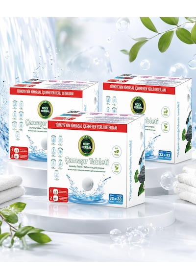 Noxy Herbal Beyazlar İçin Çamaşır Tableti 33 Adet 3 Lü Avantajlı Set
