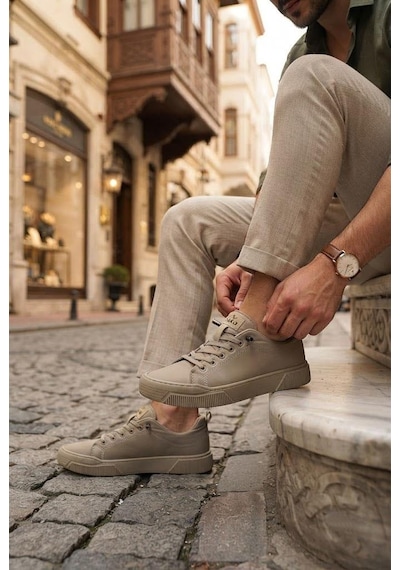 Fort Noka North Rahat Lastik Bağcıklı Sneaker Keten Erkek Ayakkabı Bej
