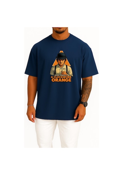 Bahriyeli Collection Oversize A Clockwork Orange Göğüs Tasarımlı Unisex T-shirt Lacivert Bahriyeli Collection Oversize A Clockwork Orange Göğüs Tasarımlı Unisex T-shirt Lacivert