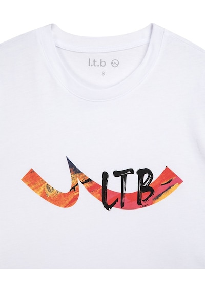 LTB Logo Baskılı Relaxed Beyaz T-shırt