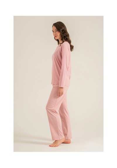 Angbutik Pierre Cardin Pc9294-s Kadın Uzun Kollu Pijama Takımı Gül kurusu