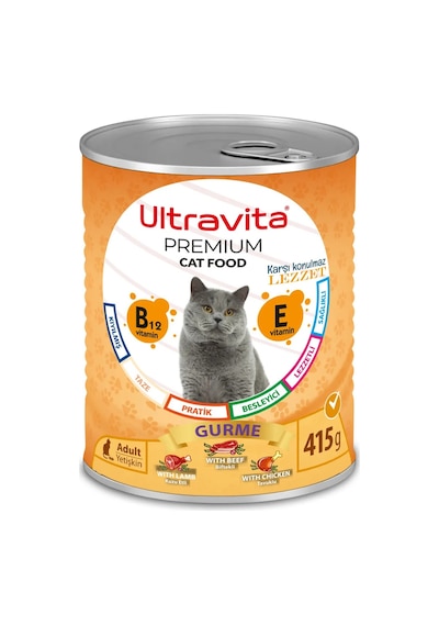 Ultravita Premium Yüksek Proteinli Karışık Etli Konserve Kedi Maması 24 x 415 G
