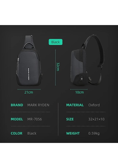 Mark Ryden Mini Julius Kol Omuz Çantası İpad Tablet Uyumlu Şarj Kiti Mr7056 00 Siyah