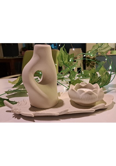 Flora Vazo Ve Lotus Çiçeği 3 Lü Takım