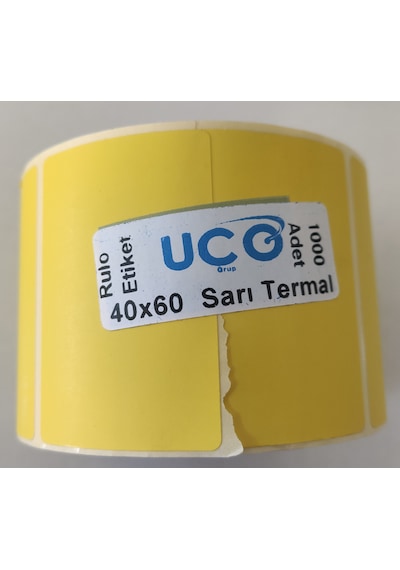 UCO 40x60 Eczane İlaç Tarif Etiketi Sarı Renk Termal 1000 Adet