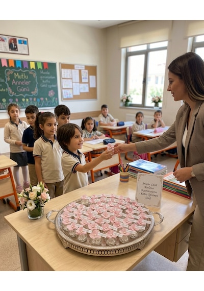 Özel Tasarım İnci Ve Çiçek Detaylı Hediyelik Kolonya - 25 Adet