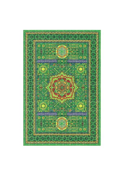 Cool Halı Colorium Yeşil Salon Oturma Odası Halısı Etnik Desenli Saçaksız Dört Mevsim Şönil Halı