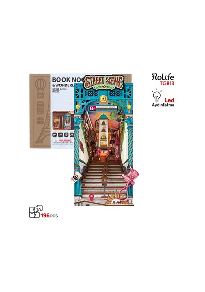 Rolife Tgb13 Street Scene Kitap Köşesi Book Nook Dıy Minyatür Maket Model Seti Mini Dollhouse 3d Model Kit Detaylı Dekoratif Hobi Seti 3d Puzzle Tiny House