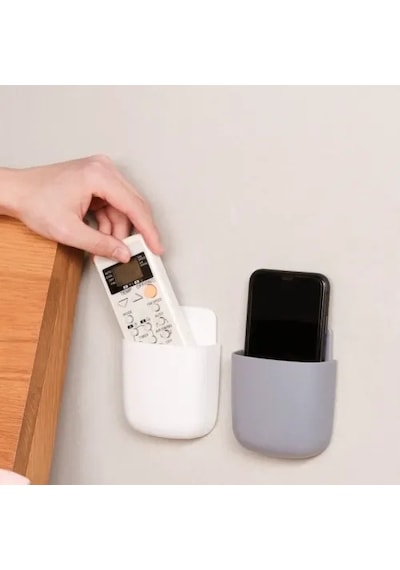 Telefontutucu Yapışkanlı Plastik Kablo Düzenleme Kumanda Tutucu Duvara Monte Telefon Şarj İstasyonu