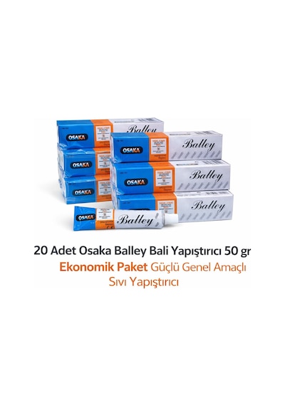 Osaka Balley Bali Yapıştırıcı 50 Gr X 20 Adet Ekonomik Paket Güçlü Genel Amaçlı Sıvı Yapıştırıcı