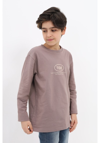 Toontoy Kids Toontoy Erkek Çocuk Oversize Bisiklet Yaka Hafif Düşük Omuz Baskılı Uzun Sweatshirt - 2 İplik Acı Kahverengi Toontoy Kids Toontoy Erkek Çocuk Oversize Bisiklet Yaka Hafif Düşük Omuz Baskılı Uzun Sweatshirt - 2 İplik Acı Kahverengi