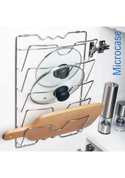 Microcase 5 Bölmeli Mutfak Düzenleyici Metal Tencere Kapağı Düzenleyici Al5716 Gümüş