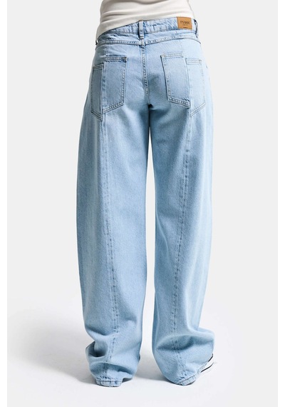 Itsbasic Kadın Ice 2s6-3 Barrel Mid Rise Fit Orta Bel Denim Jean Buz Mavi