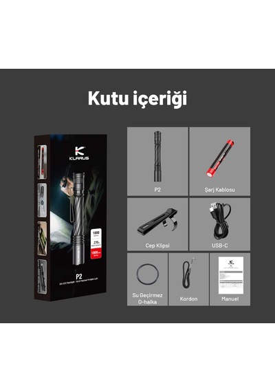 Klarus P2 2aa Edc El Feneri Siyah