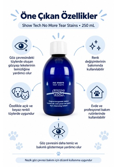Showtech No More Tear Stains Kedi Köpek Göz Çevresi Leke Çıkarıcı Losyon 250 Ml