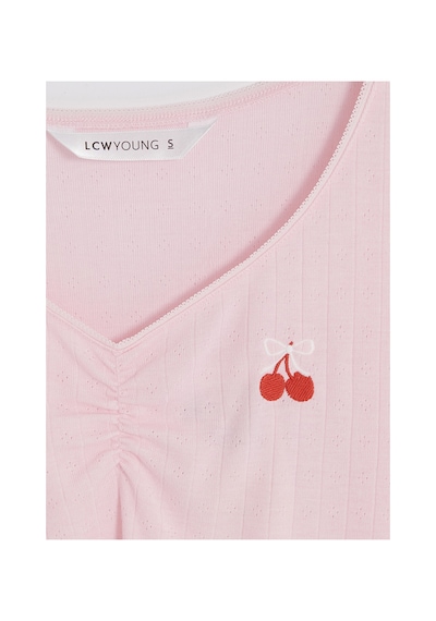 Lcw Young Pembe Kiraz Baskılı Kadın Şortlu Pijama Takımı