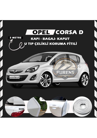 Opel Corsa D Oto Araç Kapı Koruma Fitili 5 Metre Parlak Beyaz Renk