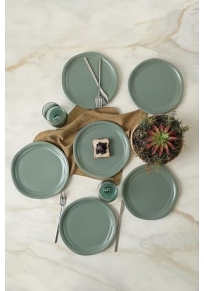 Mat Yeşil Bloom Pasta Tabağı 24 Cm 6 Adet 322 Açık