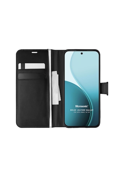 Microsonic Oppo Reno 14f 5g Kılıf Delux Leather Wallet Siyah -