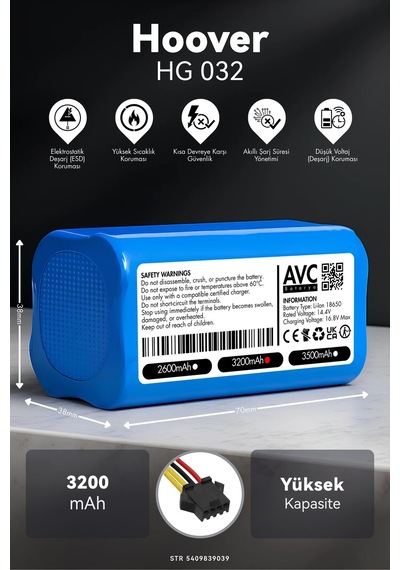 Hoover Uyumlu Hg 032 3200mah Robot Süpürge Bataryası D.k