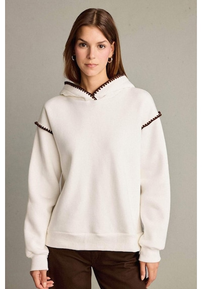 Defacto Overshirt Fit Kapüşonlu Sweatshirt G3318ax25auer105 Ekru