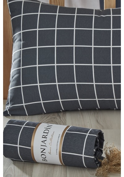 BonjardinHome Tek Kişilik Lastikli Çarşaf & Bir Adet Yastık Kılıfı Antrasit