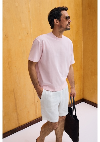 Grimelange Dunno Erkek %100 Organik Pamuk Yuvarlak Yakalı Regular Fit Pembe T-shirt