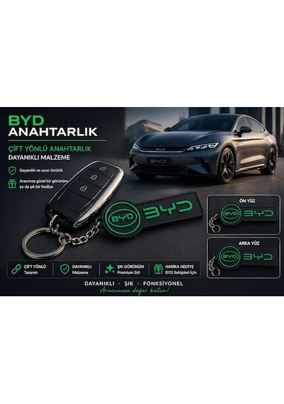 Byd Anahtarlık , Byd Logolu Çift Yönlü Araç Anahtarlık - Hediyelik Byd Araba Anahtarlığı