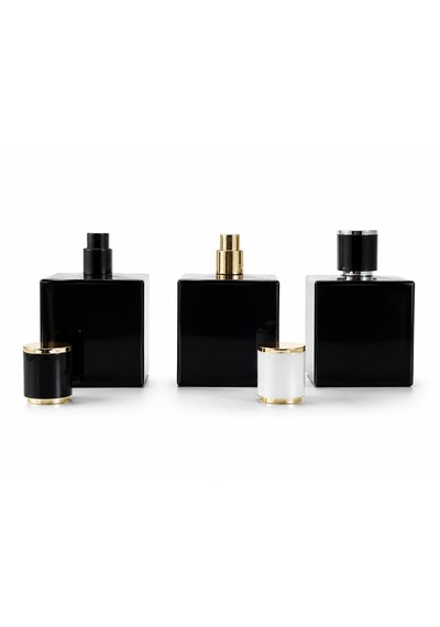 15 Adet Boş Cam Parfüm Şişe, 100 Ml, Küp Mia Model, Siyah-fkb-100