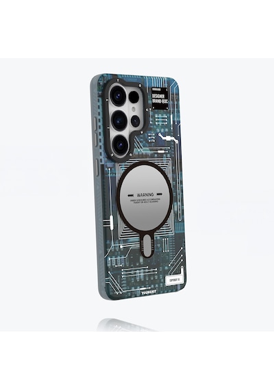 Galaxy S26 Ultra Kılıf M-safe Uyumlu Youngkit 360 Derece Standlı Technology Serisi Kapak Mavi Mavi