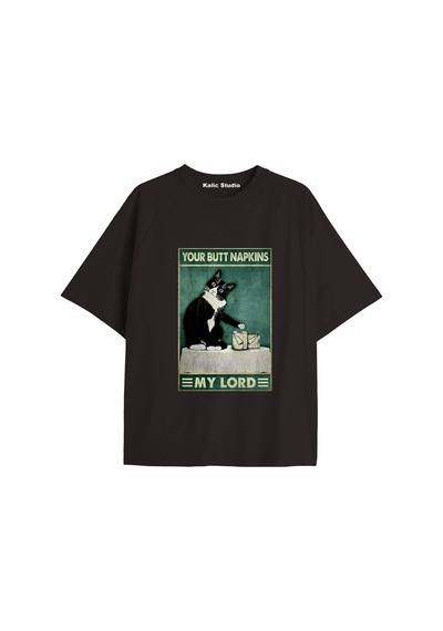 Kalic Studio Y2k Vintage Cats Baskılı Siyah T-shirt Kod 22 Siyah-22
