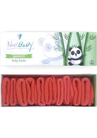 Novibaby 5'li Bambu Yenidoğan Bebek Çorabı I Orange I 0-6 ay Turuncu