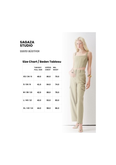 Sagaza Studio Ss6151 Sırtı İp Detaylı Büstiyer Haki