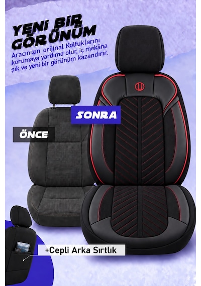 Seat Toledo Shine Siyah Kırmızı Tay Tüyü Oto Koltuk Kılıfı Tam Set-kolay Montaj-terletmez-ortopedik 2012-2018