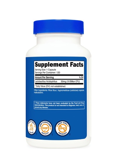 Nutricost Lactobacillus Acidophilus 10 Billion Cfu, 120 Veget... Aromasız
