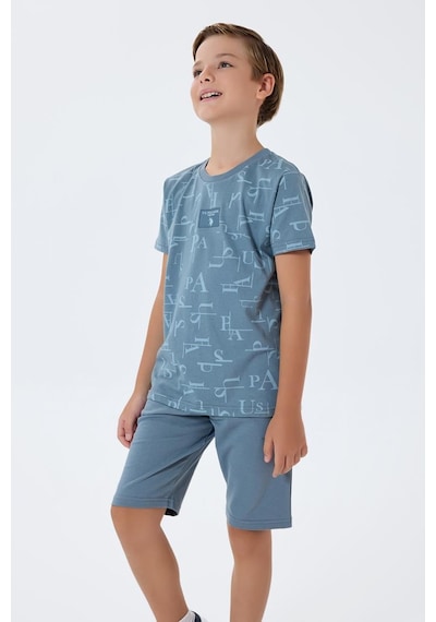 U.S. Polo Assn. Erkek Çocuk 2 Li Bermuda T-şhirt Takım Gri-2301 Gri