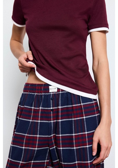 Defacto %100 Pamuk Regular Fit Uzun Boy Flanel Kareli Pijama Altı E7617ax26aunv241 Lacivert-nv241