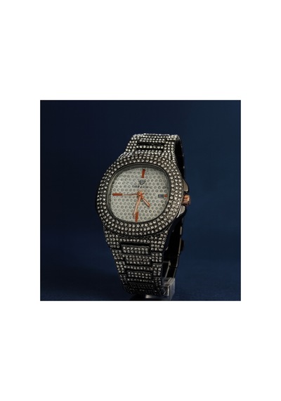 Lüks Metal Taşlı Kordon Takvimli Unisex Kol Saati Siyah/beyaz - 650058546 Gümüş
