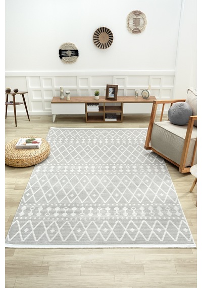 Mariesse Home Havana Serisi Yumuşak Tuşeli Modern Dokuma Halı Salon Oturma Odası Koridor Halısı 0676a Krem-gri