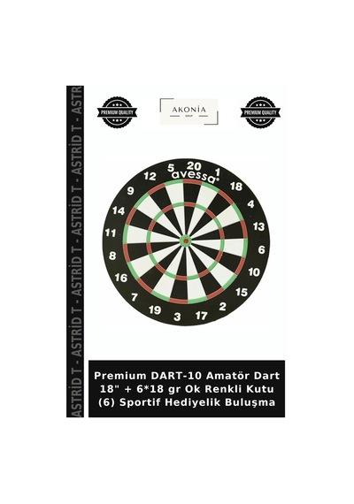 Premium Dart-10 Amatör Dart 18" + 6 18 Gr Ok Renkli Kutu 6 Sportif Hediyelik Buluşma